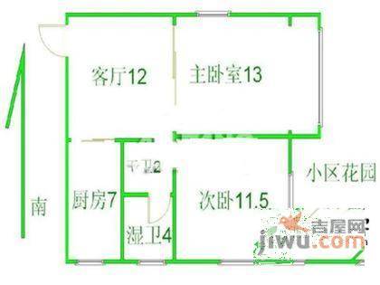 开鲁六村2室1厅1卫65㎡户型图