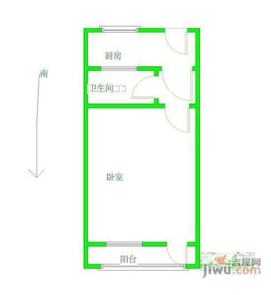 工农二村1室1厅1卫47㎡户型图