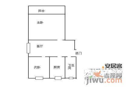 长海四村2室1厅1卫63㎡户型图