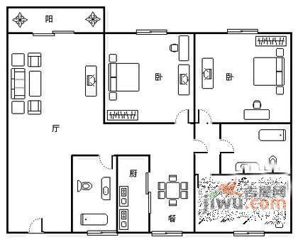 民星家园3室1厅1卫93㎡户型图