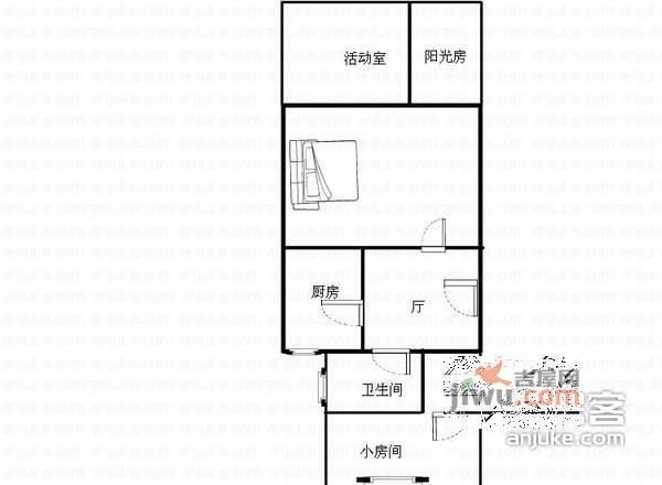 殷行二村2室1厅1卫68㎡户型图