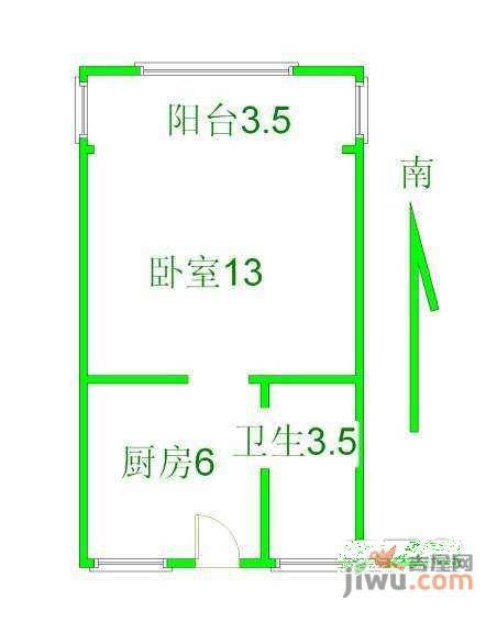 殷行二村1室1厅1卫37㎡户型图