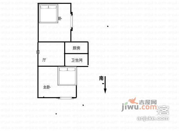 开鲁三村2室1厅1卫75㎡户型图