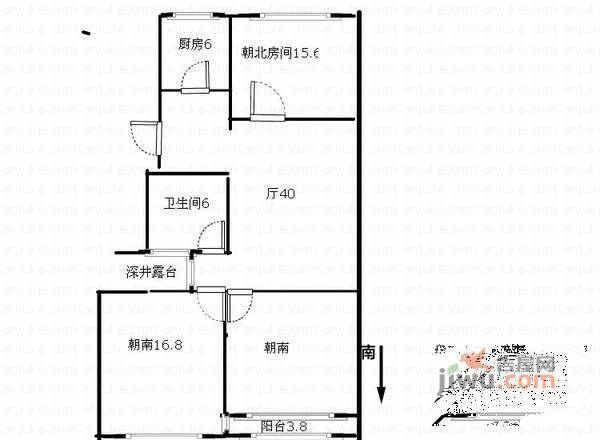 市京一村小区3室1厅1卫78㎡户型图