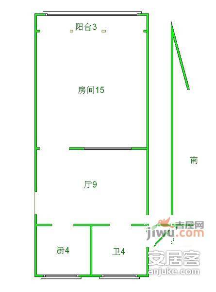 市京一村小区1室1厅1卫45㎡户型图