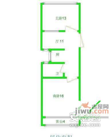 市京一村小区2室0厅1卫55㎡户型图