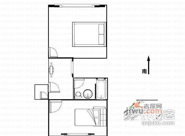 市京一村小区2室0厅1卫55㎡户型图