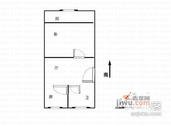 市京一村小区1室1厅1卫45㎡户型图