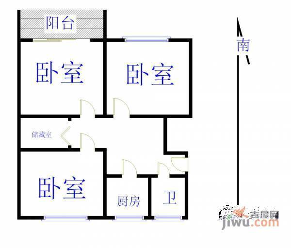 市光二村3室1厅1卫85㎡户型图