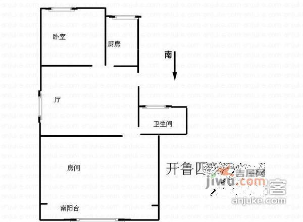 开鲁四村2室1厅1卫66㎡户型图