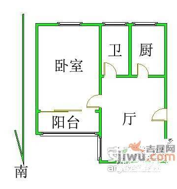 国和一村1室1厅1卫54㎡户型图