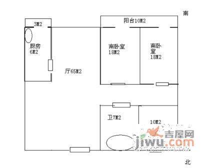 天马大厦2室2厅1卫113㎡户型图