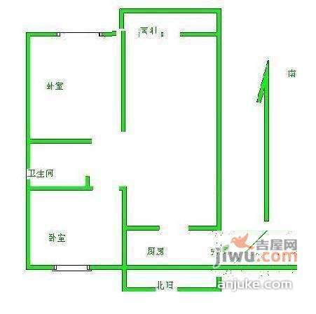 珠江香樟北园2室2厅1卫99㎡户型图