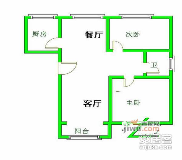 珠江香樟南园2室2厅1卫98㎡户型图