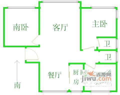 珠江香樟南园3室2厅1卫128㎡户型图