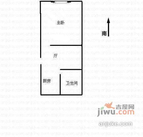 控江一村1室1厅1卫42㎡户型图