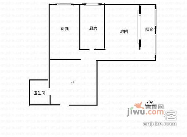 内江二村2室1厅1卫89㎡户型图