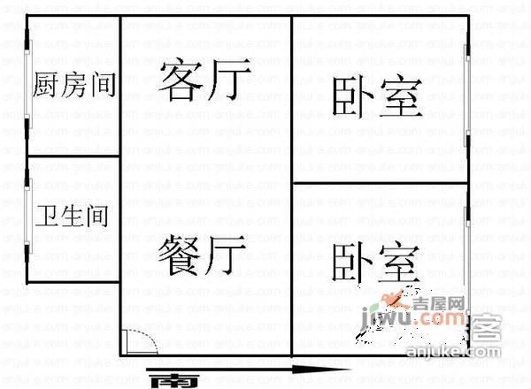 国富苑2室2厅1卫115㎡户型图