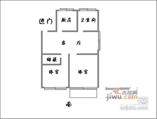 延吉四村3室1厅1卫户型图