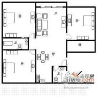 望春都市家园3室2厅2卫134㎡户型图