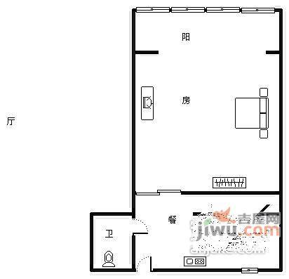 翔殷路491弄小区1室1厅1卫42㎡户型图