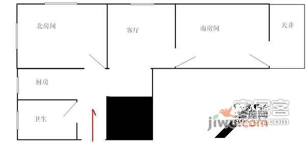 控江东三村2室1厅1卫52㎡户型图