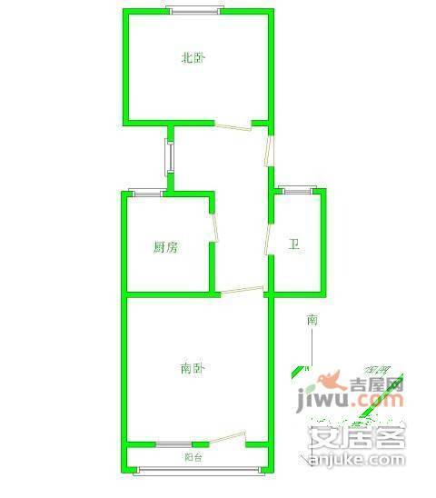 怡佳苑2室0厅1卫53㎡户型图