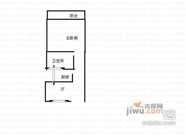 怡佳苑1室1厅1卫53㎡户型图