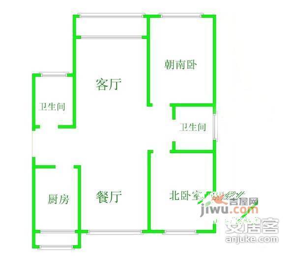 怡佳苑2室2厅1卫96㎡户型图