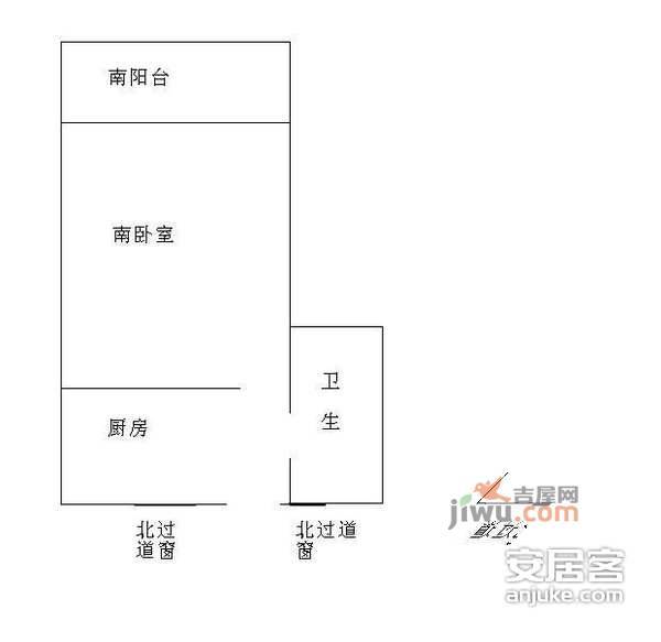 延吉三村1室0厅1卫39㎡户型图