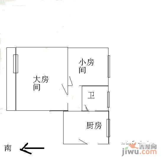 鞍山四村第三小区2室0厅1卫55㎡户型图