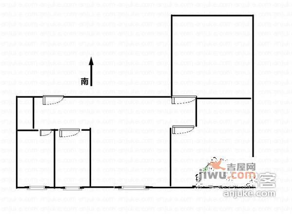 双花公寓2室2厅1卫75㎡户型图