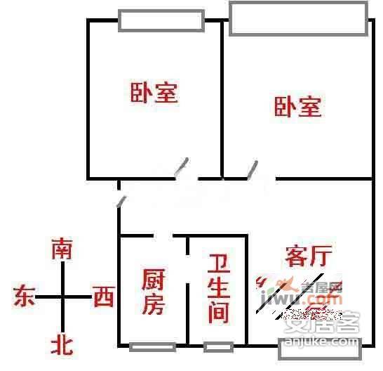 凤城二村小区2室1厅1卫80㎡户型图