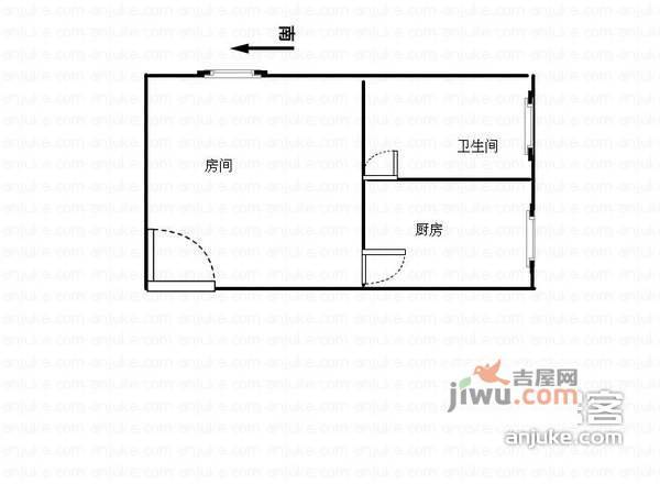 长白三村1室0厅1卫37㎡户型图