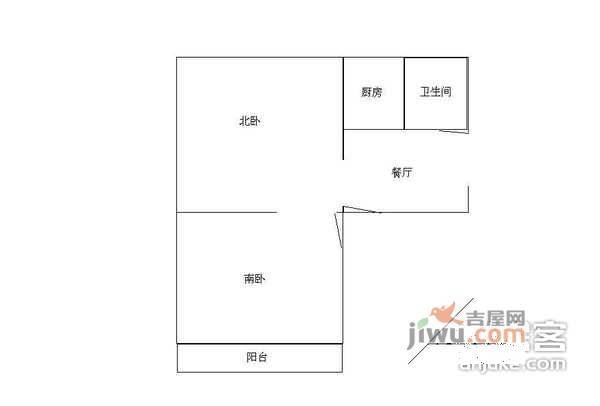 长白三村2室1厅1卫53㎡户型图