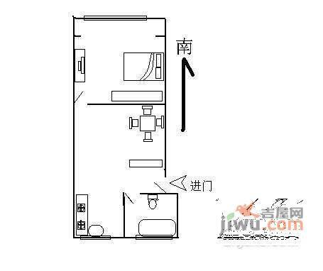 长白三村1室1厅1卫49㎡户型图