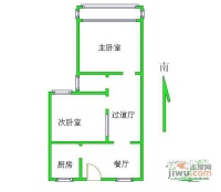 城科大楼2室1厅1卫88㎡户型图