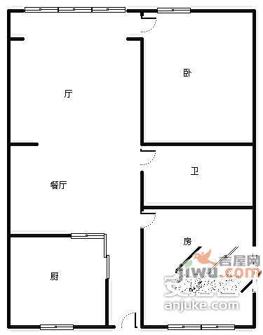 众和金融大厦2室2厅1卫111㎡户型图