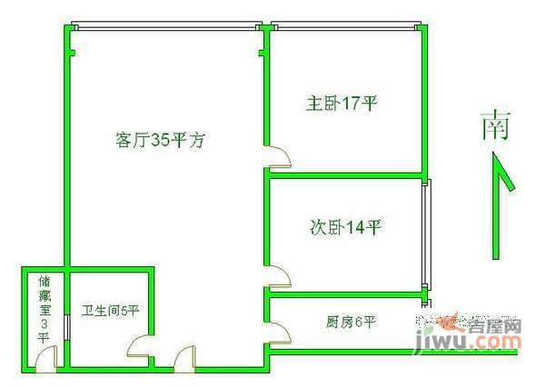 众和金融大厦2室2厅1卫111㎡户型图