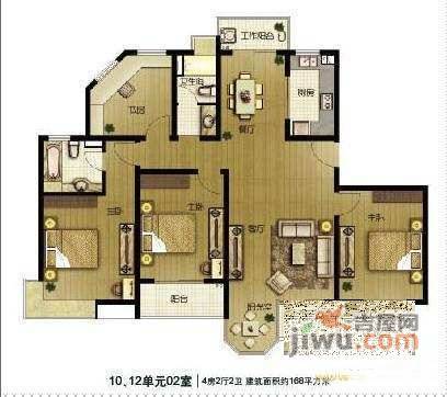 合生高尔夫公寓3室2厅2卫165㎡户型图