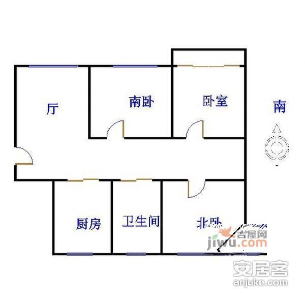 新翔公寓3室1厅1卫129㎡户型图