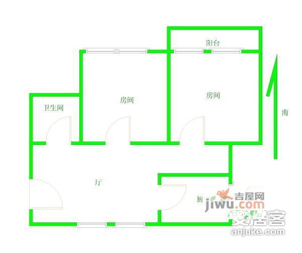 杨浦逸仙小区2室2厅1卫户型图