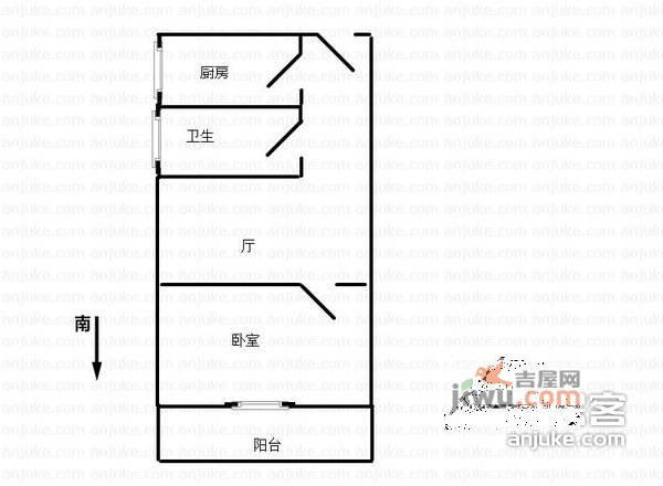 杨浦逸仙小区1室1厅1卫户型图