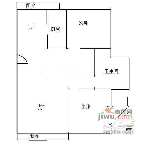 椰泰公寓2室2厅1卫99㎡户型图