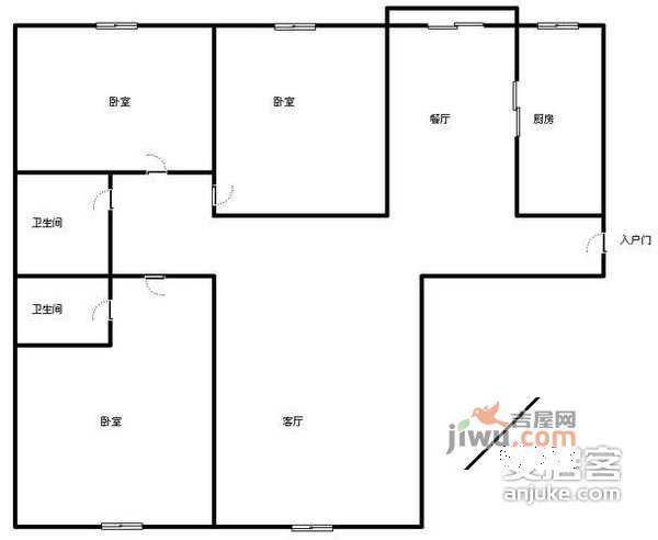 宏翔公寓3室1厅1卫96㎡户型图