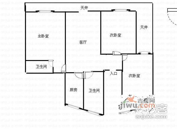 宏翔公寓3室2厅2卫136㎡户型图