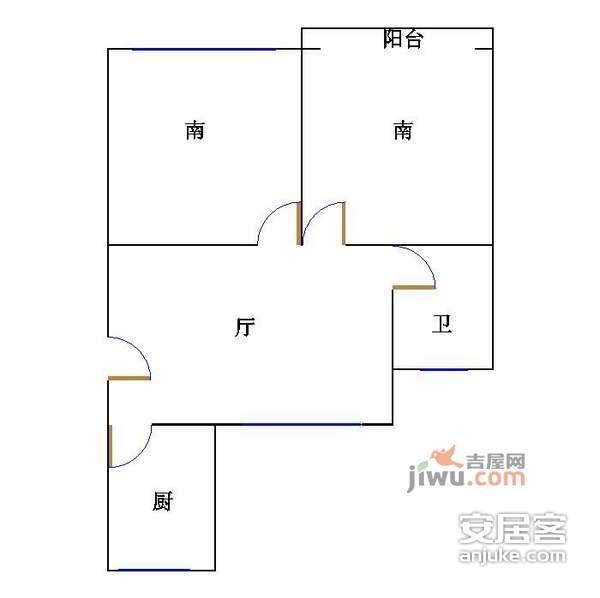 长海三村2室1厅1卫76㎡户型图