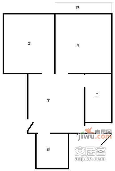 长海三村2室1厅1卫76㎡户型图