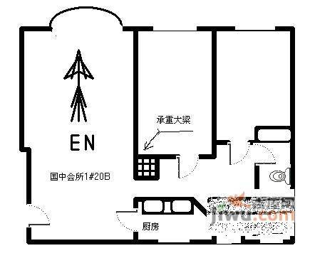 兰港大楼2室2厅1卫91㎡户型图