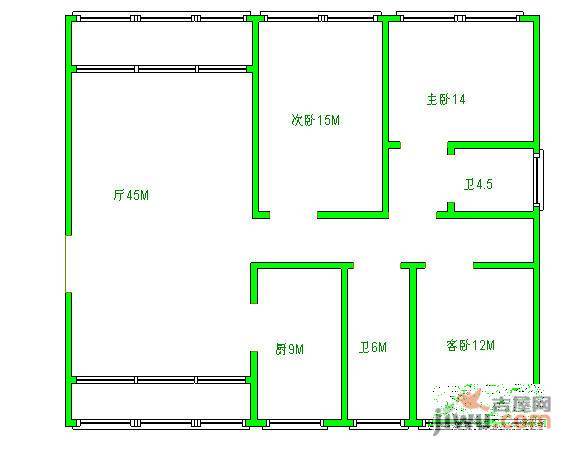 兴平昌苑3室2厅2卫148㎡户型图